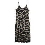 Scandinavian Viking Symbol Print Jersey Midi Cami Dress