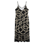 Scandinavian Viking Symbol Print Jersey Midi Cami Dress