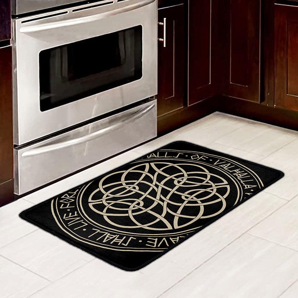 Scandinavian Viking Symbol Print Kitchen Mat