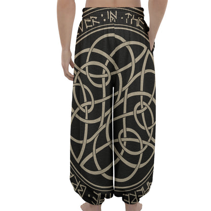 Scandinavian Viking Symbol Print Lantern Pants