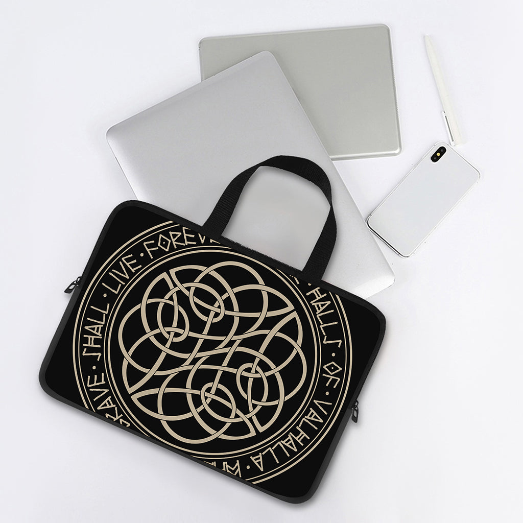 Scandinavian Viking Symbol Print Laptop Sleeve With Handle