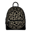 Scandinavian Viking Symbol Print Leather Backpack