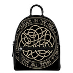 Scandinavian Viking Symbol Print Leather Backpack