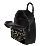 Scandinavian Viking Symbol Print Leather Backpack