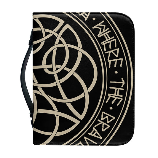 Scandinavian Viking Symbol Print Leather Bible Cover