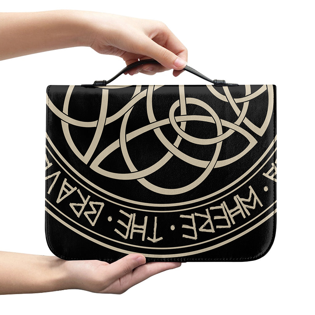 Scandinavian Viking Symbol Print Leather Bible Cover