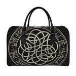 Scandinavian Viking Symbol Print Leather Duffle Bag
