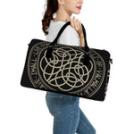 Scandinavian Viking Symbol Print Leather Duffle Bag