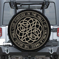 Scandinavian Viking Symbol Print Leather Spare Tire Cover