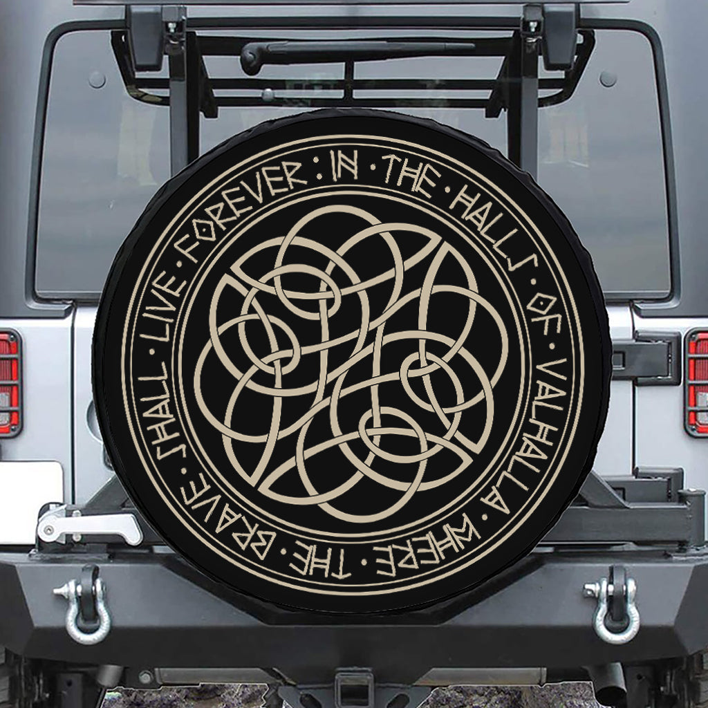 Scandinavian Viking Symbol Print Leather Spare Tire Cover