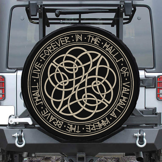 Scandinavian Viking Symbol Print Leather Spare Tire Cover
