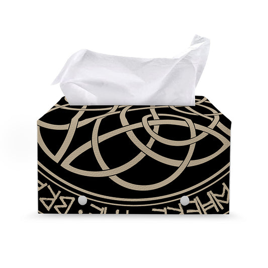 Scandinavian Viking Symbol Print Leather Tissue Box Cover