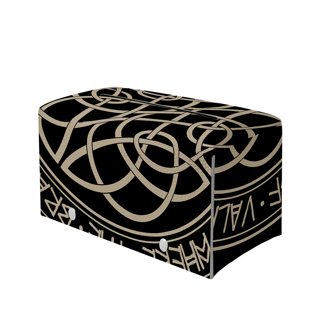 Scandinavian Viking Symbol Print Leather Tissue Box Cover