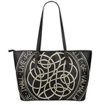 Scandinavian Viking Symbol Print Leather Tote Bag