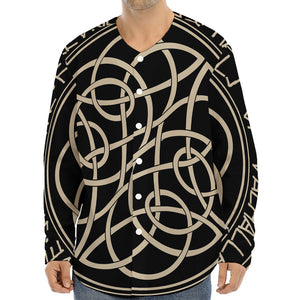 Scandinavian Viking Symbol Print Long Sleeve Baseball Jersey