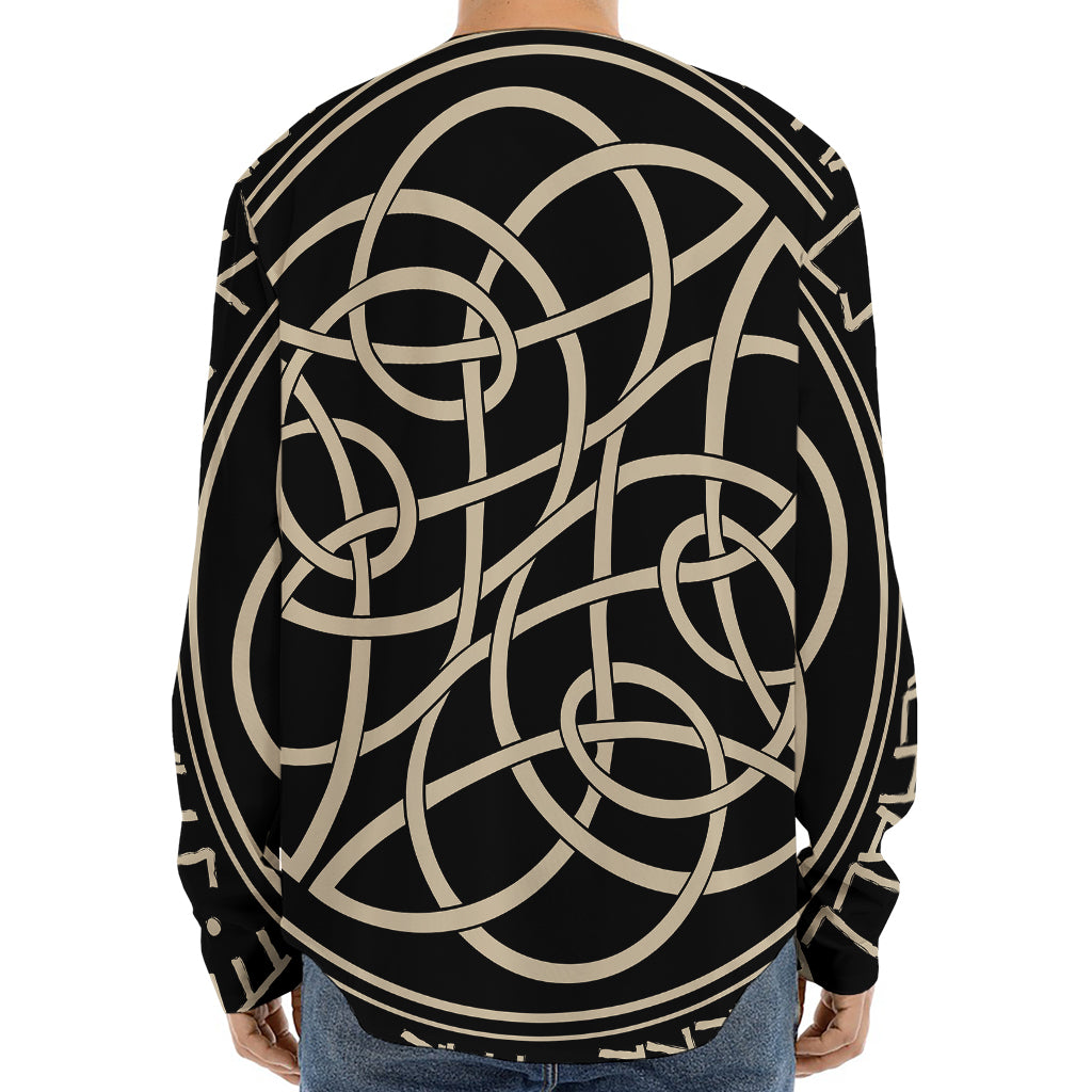 Scandinavian Viking Symbol Print Long Sleeve Baseball Jersey