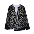 Scandinavian Viking Symbol Print Long Sleeve Short Coat