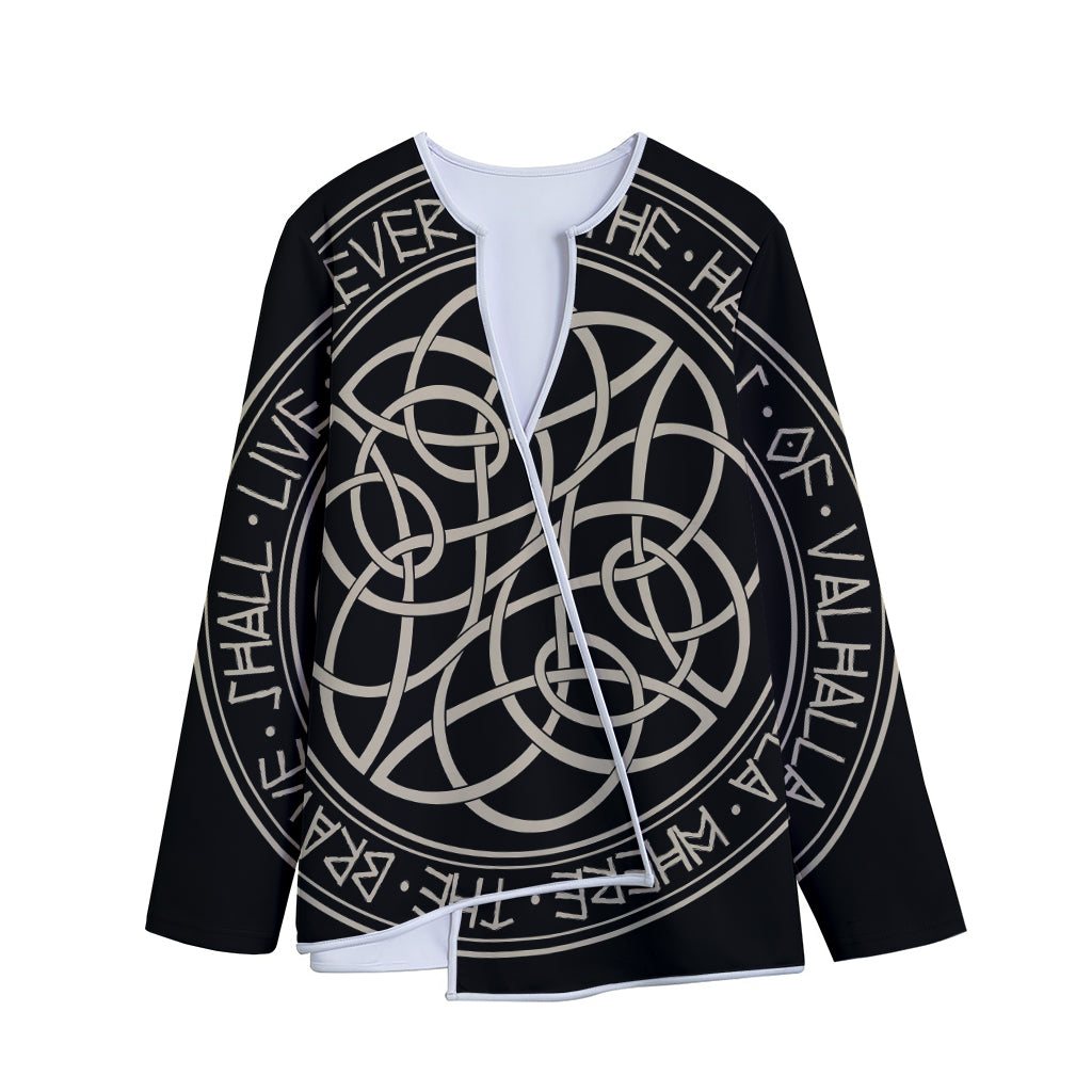 Scandinavian Viking Symbol Print Long Sleeve Short Coat