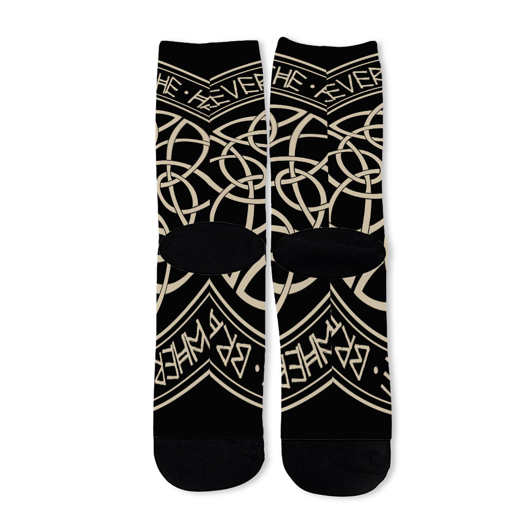 Scandinavian Viking Symbol Print Long Socks