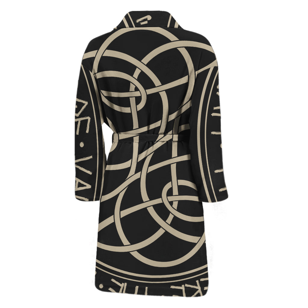Scandinavian Viking Symbol Print Men's Bathrobe