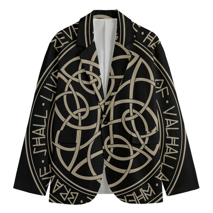 Scandinavian Viking Symbol Print Men's Cotton Blazer