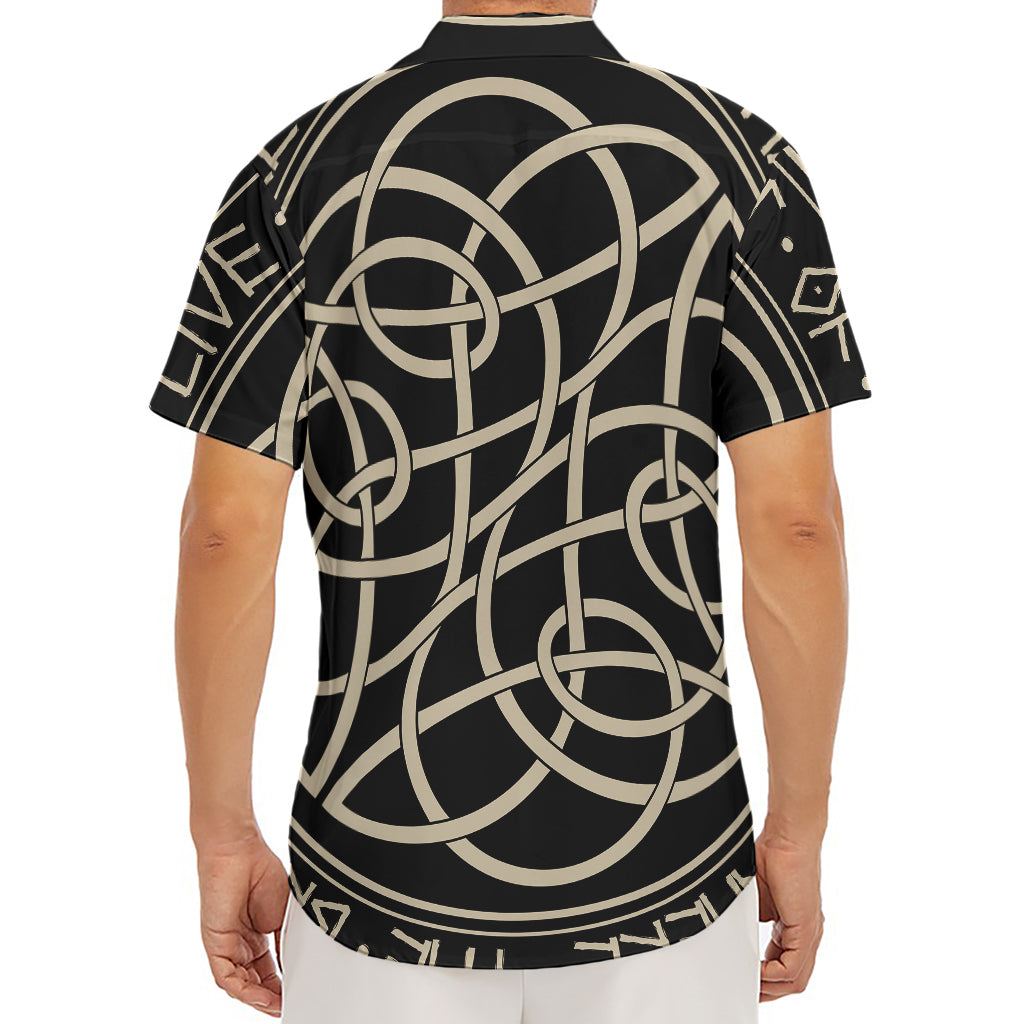 Scandinavian Viking Symbol Print Men's Deep V-Neck Shirt