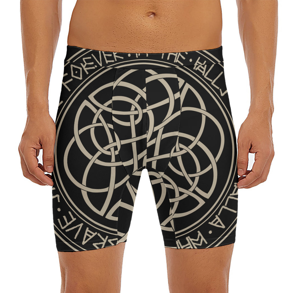Scandinavian Viking Symbol Print Men's Long Boxer Briefs