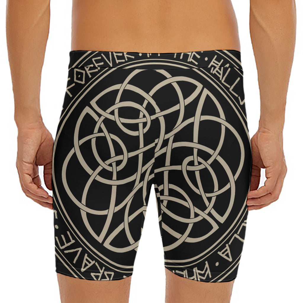 Scandinavian Viking Symbol Print Men's Long Boxer Briefs