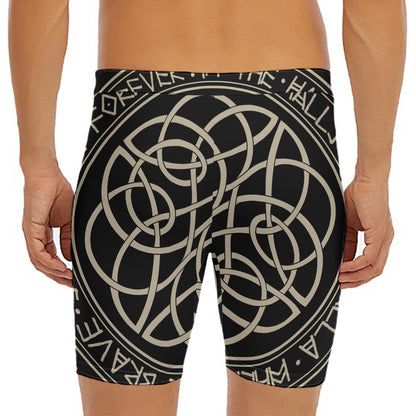 Scandinavian Viking Symbol Print Men's Long Boxer Briefs