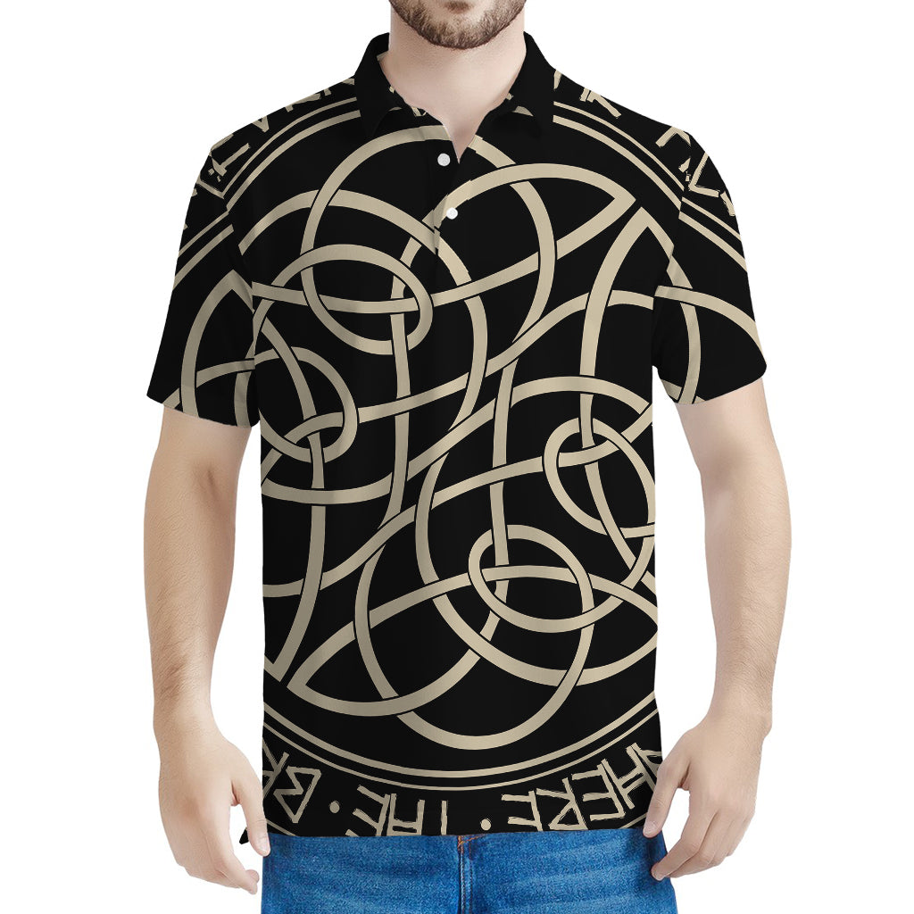 Scandinavian Viking Symbol Print Men's Polo Shirt
