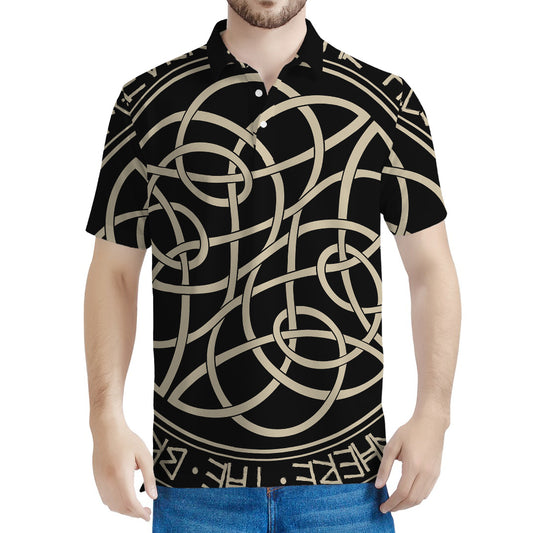 Scandinavian Viking Symbol Print Men's Polo Shirt