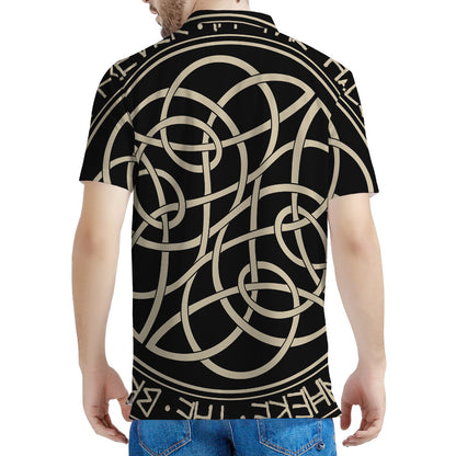Scandinavian Viking Symbol Print Men's Polo Shirt