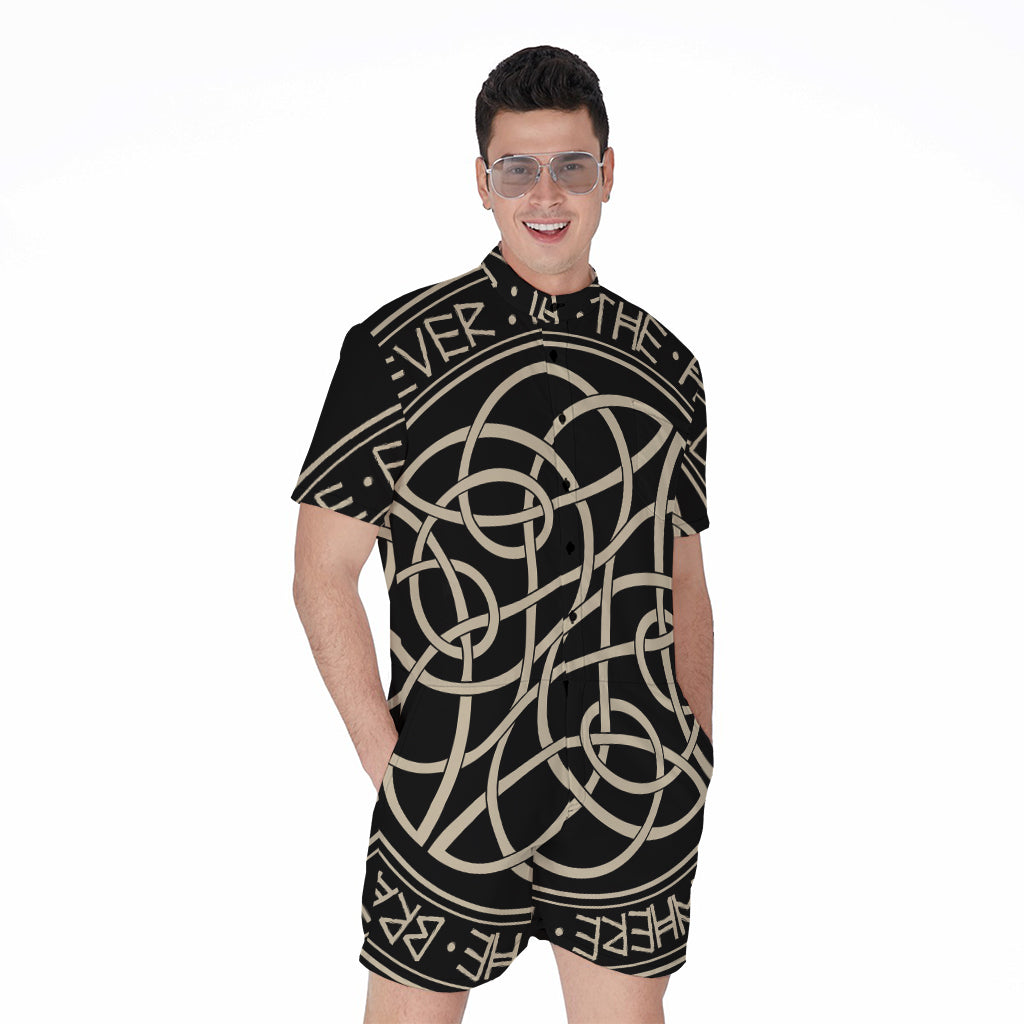 Scandinavian Viking Symbol Print Men's Rompers
