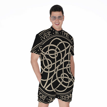 Scandinavian Viking Symbol Print Men's Rompers