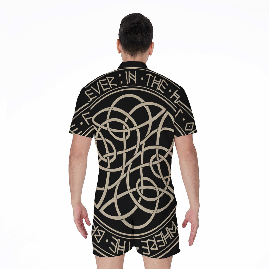 Scandinavian Viking Symbol Print Men's Rompers