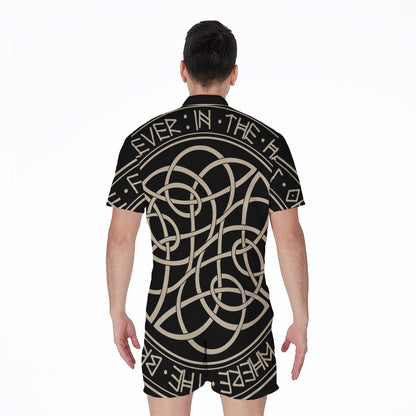 Scandinavian Viking Symbol Print Men's Rompers