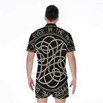 Scandinavian Viking Symbol Print Men's Rompers