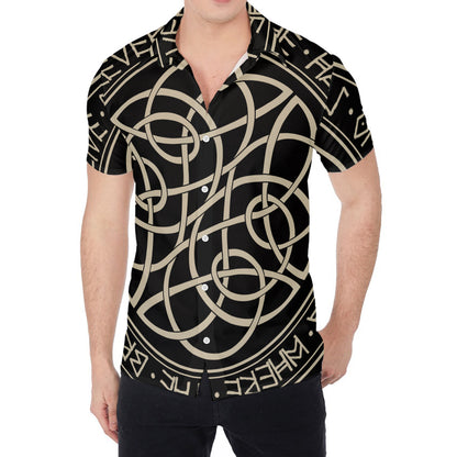 Scandinavian Viking Symbol Print Men's Shirt