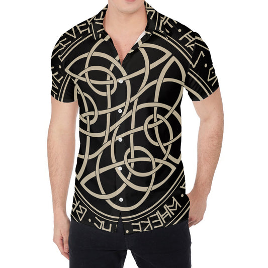 Scandinavian Viking Symbol Print Men's Shirt