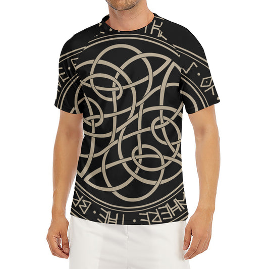 Scandinavian Viking Symbol Print Men's Short Sleeve Rash Guard