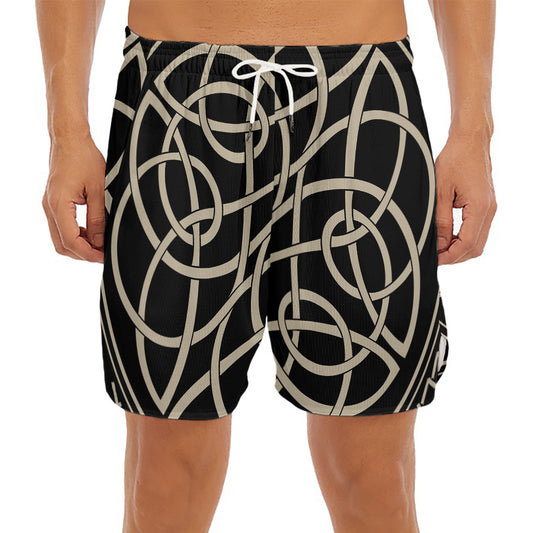 Scandinavian Viking Symbol Print Men's Split Running Shorts