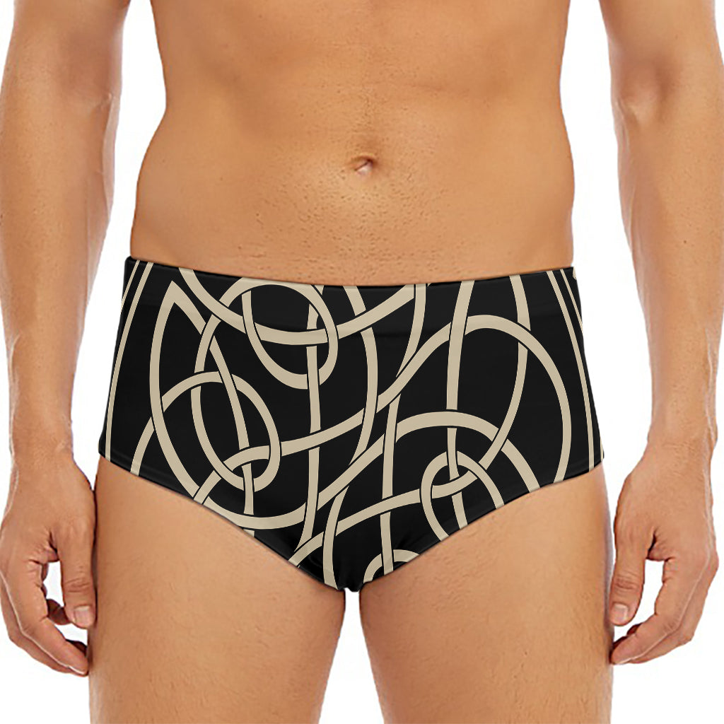 Scandinavian Viking Symbol Print Men's Triangle Swim Briefs