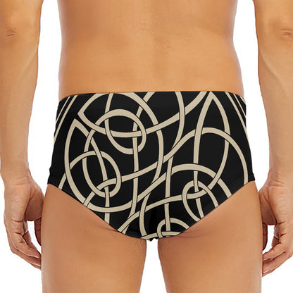 Scandinavian Viking Symbol Print Men's Triangle Swim Briefs