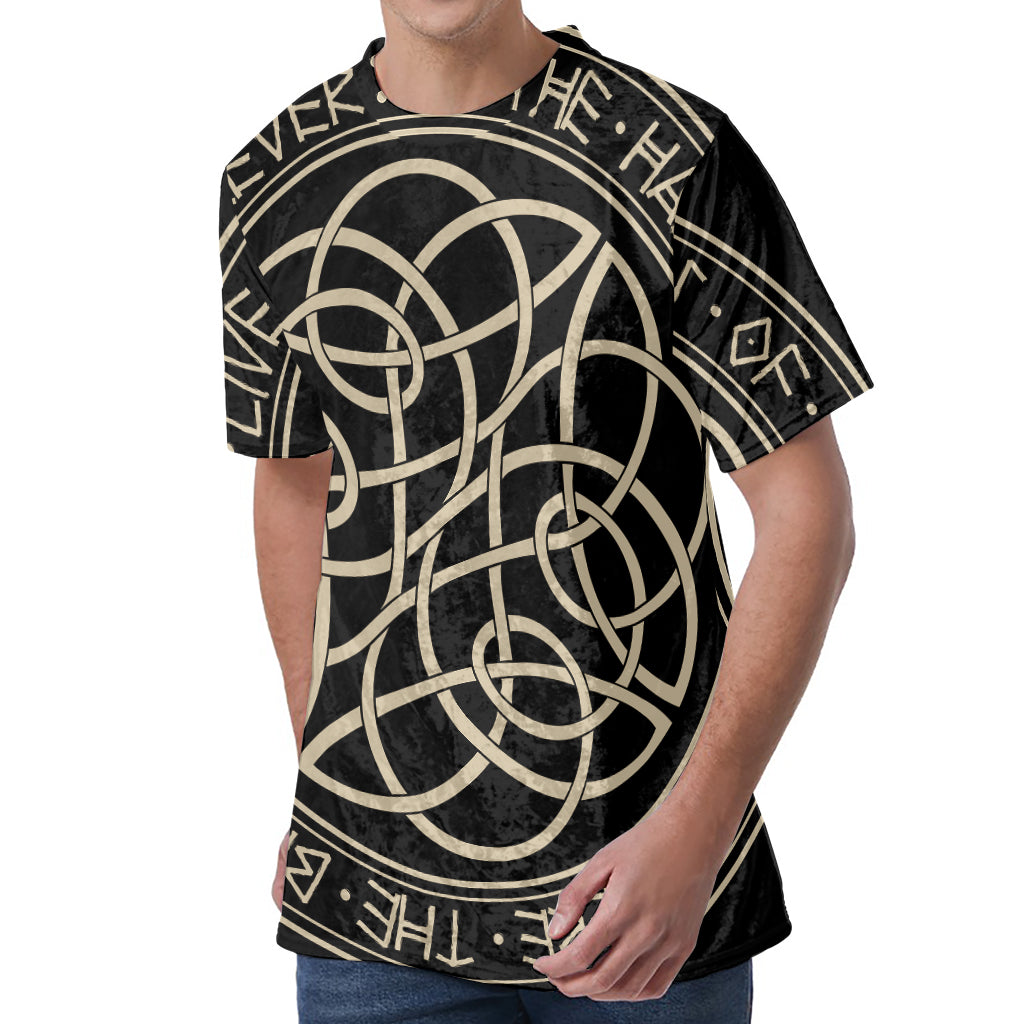 Scandinavian Viking Symbol Print Men's Velvet T-Shirt