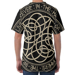 Scandinavian Viking Symbol Print Men's Velvet T-Shirt