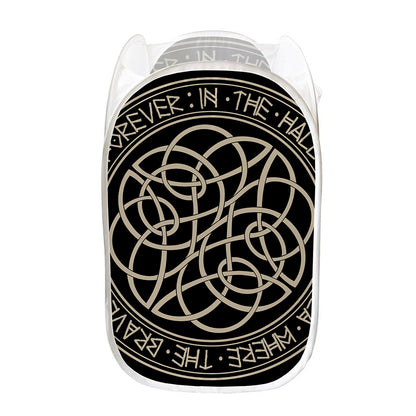 Scandinavian Viking Symbol Print Mesh Laundry Hamper