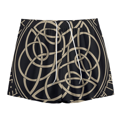 Scandinavian Viking Symbol Print Mesh Shorts