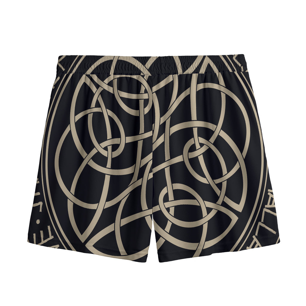 Scandinavian Viking Symbol Print Mesh Shorts