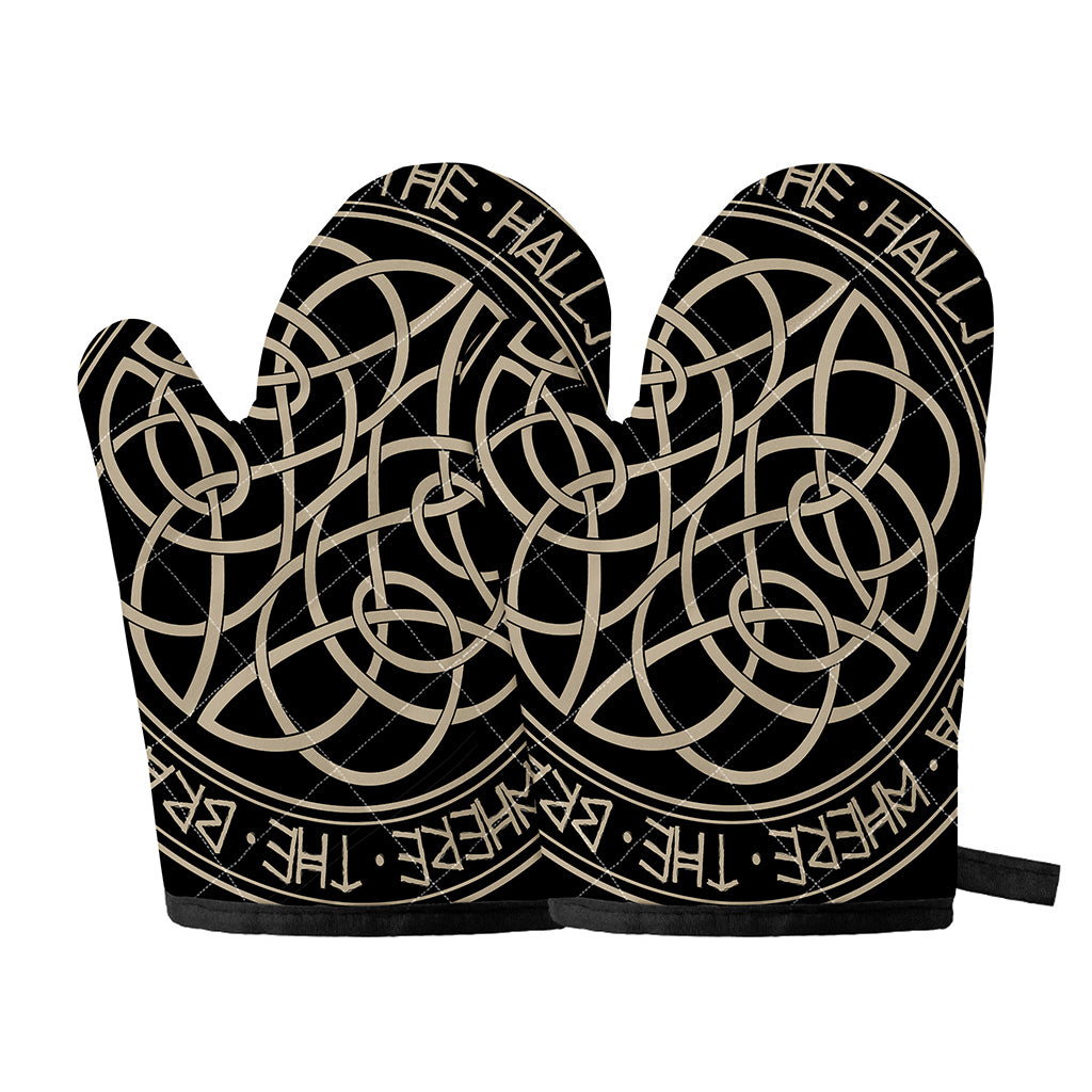 Scandinavian Viking Symbol Print Oven Mitts