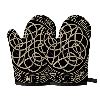 Scandinavian Viking Symbol Print Oven Mitts